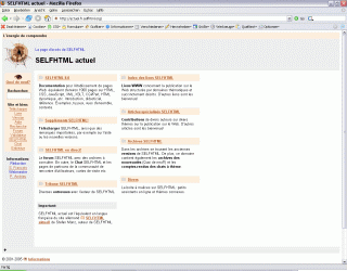 Bild: Screenshot der SELFHTML actuel-Startseite